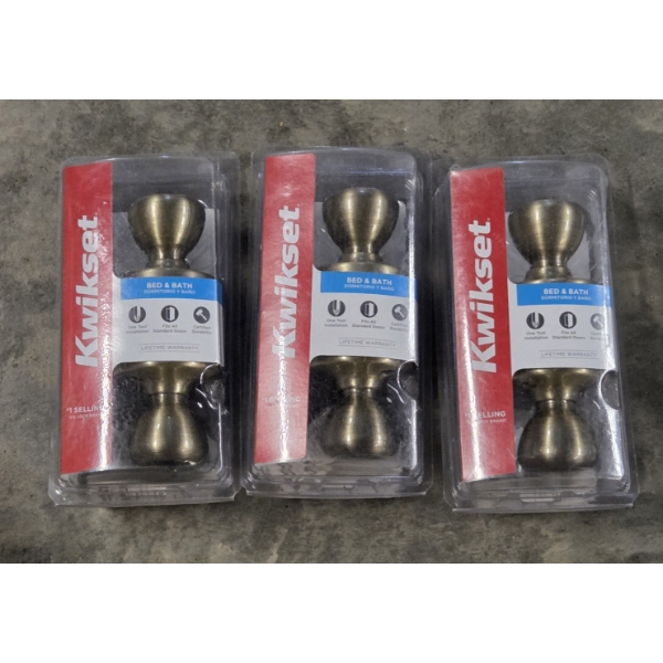 Three Brand New Quik Set Bed/Bath Knob Sets