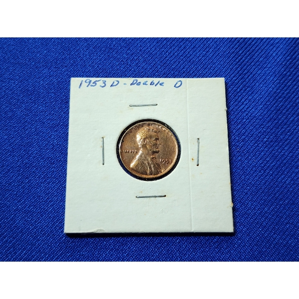Rare 1953-D Double Die Lincoln Wheat Penny - Double D Mint Error