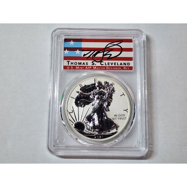 2021-W American Silver Eagle - 1 oz .999 Fine Silver - PCGS REV. PR 70 Type 1 Designer Edition FDOI