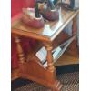 Image 2 : Living Room Maple End Table / Magazine Rack w Separate Glass Top 27 x 18 - 24" Height