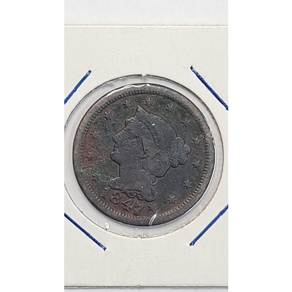 United States 1847 Braided Hair Large Cent