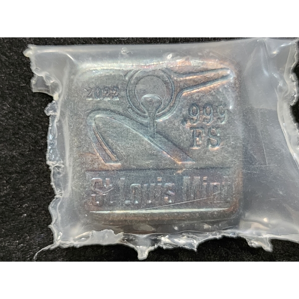 RARE HAND POURED 1 Troy Ounce 2022 .999 Fine Silver Bar By St. Louis Mint