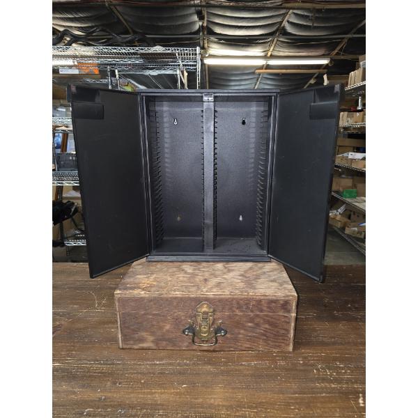 16" CD Storage Cabinet and Wooden Box 15x13x5.5