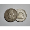 Image 1 : Two United States 90% Silver Franklin Half Dollars ~ $1.00 Face Value