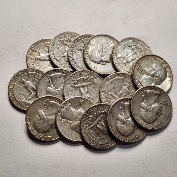 $3.75 Face Value in Assorted United States 90% Silver Washington Quarters 