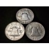 Image 3 : Three 90% Silver Franklin Half Dollars - $1.50 Face Value