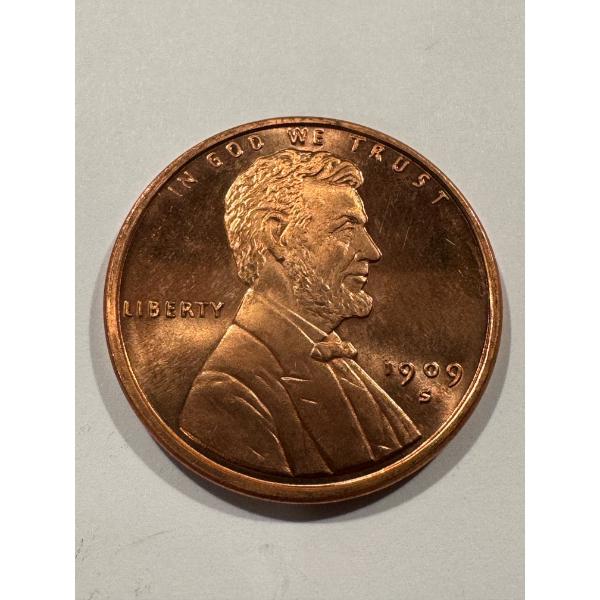 Large Lincoln Penny .999 Fine Copper One Troy Ounce Coin - Mint Condition
