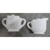 Image 1 : Vintage Pair Of Fenton White Milk Glass Hobnail Creamer & Sugar Servers