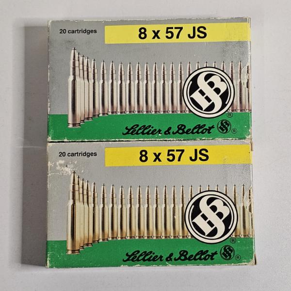 Two Full Vintage Boxes of Sellier & Bellot 8 x 57 JS Rifle Cartridges