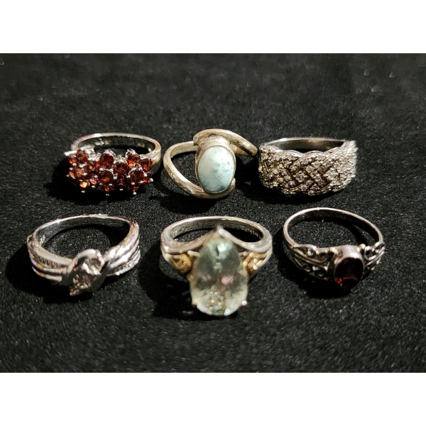 Gorgeous Sterling Silver Rings Ft. Assortment of Stunning Stones - Weighing Total of 20.7 Grams
