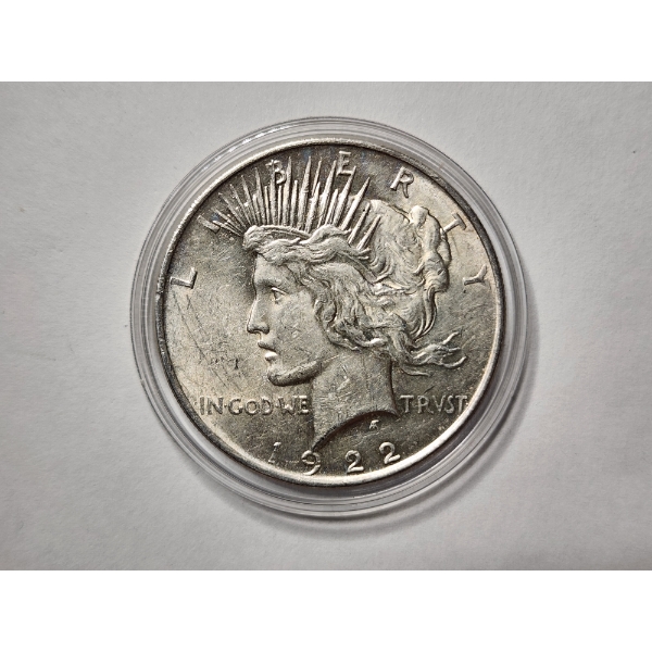 UNITED STATES 1922 SILVER PEACE DOLLAR ~ SECOND YEAR MINTED ~ Philadelphia Mint Coin with 90% Silver