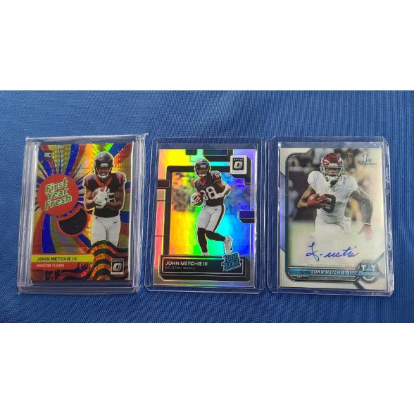 (3) 2022 Panini & Topps John Metchie III AUTO, PATCH & HOLO Football Trading Cards