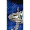 Image 5 : 10K White Gold With Blue Oval Topaz & Diamond With 18" Chain - Weight: 4.3g
