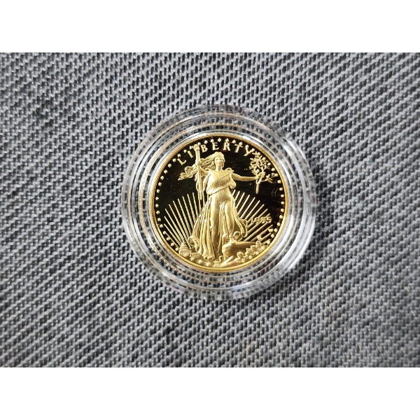 1995-W PROOF $10 American Eagle 1/4 Oz Fine Gold Round in Protective Case