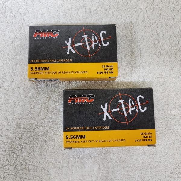 Two FULL Boxes of PMC X-Tac 5.56x45mm NATO 55 Grain Full Metal Jacket Ammo