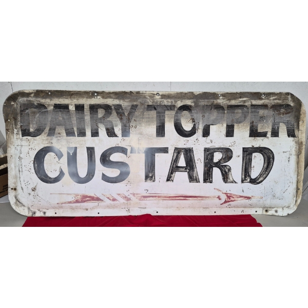 Vintage All Original Frozen Custard Advertising Sign 1 of 2 offered (see 84a) 52 x 22 - See Desc
