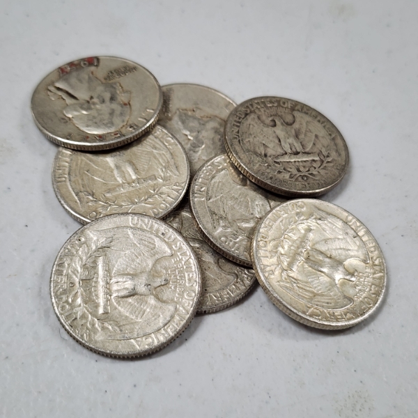 Eight Assorted United States 90% Silver Quarters ~ $2.00 Face Value