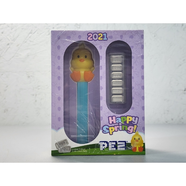 Limited Edition 2021 PEZ Baby Chick Dispenser & x6 5g .9999 Fine Silver Wafters - 30g Silver!