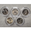 Image 13 : Display Set of Five United States Bicentennial Quarters Including Two Silver - Possible Mint Error!