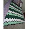 Image 2 : PICKUP IN NORTHFIELD - Exceptional Green Zig Zag Design Hand Knitted Quilt 53" x 45" 