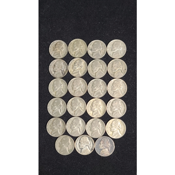 (23) 1945 Jefferson Wartime 35% Silver Nickels - Face Value: $1.15