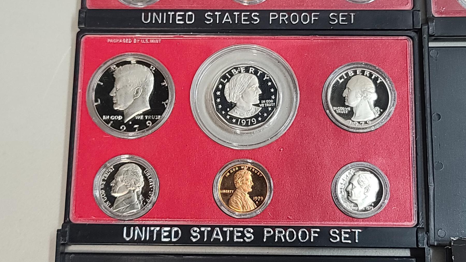 1973-S, 1973-S, 1974-S, 1976-S, 1977, 1979 United States Proof Coin ...