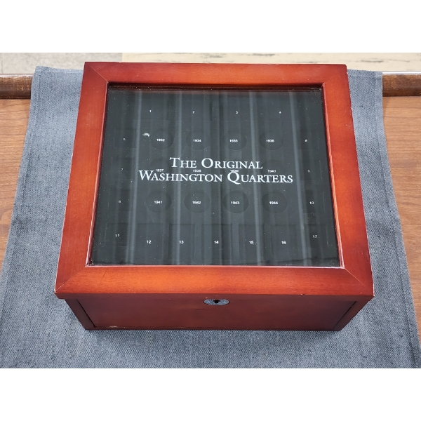 Nice Wooden Collection Storage Box With Viewing Window For Original Washington Quarters!