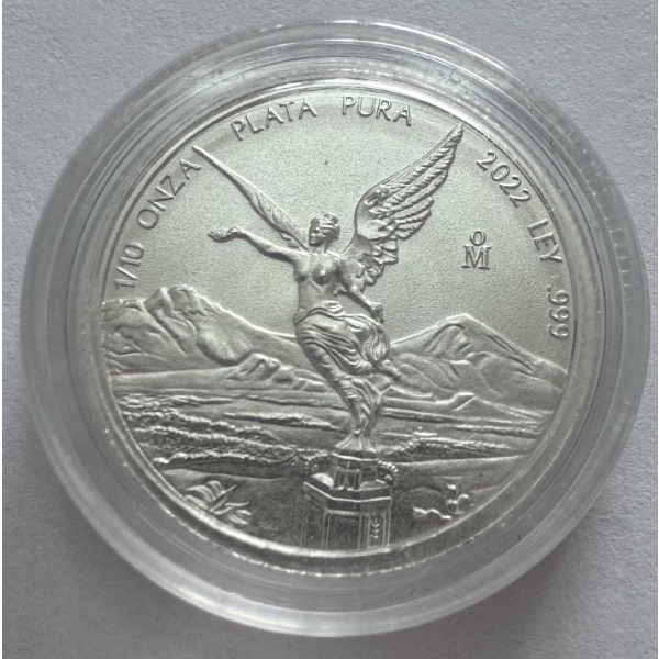 2022-M Mexican .999 Fine Silver Libertad -Bullion Coin. Weighs 1/10 Troy Oz . Incredible Condition!