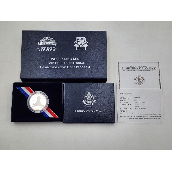 U.S. Mint First Flight Centennial Commemorative Coin Proof - With Original Packaging & CoA