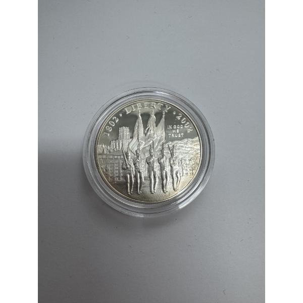 2002 United States Military Academy Bicentennial Commemorative Coin Proof 90% Silver Dollar 