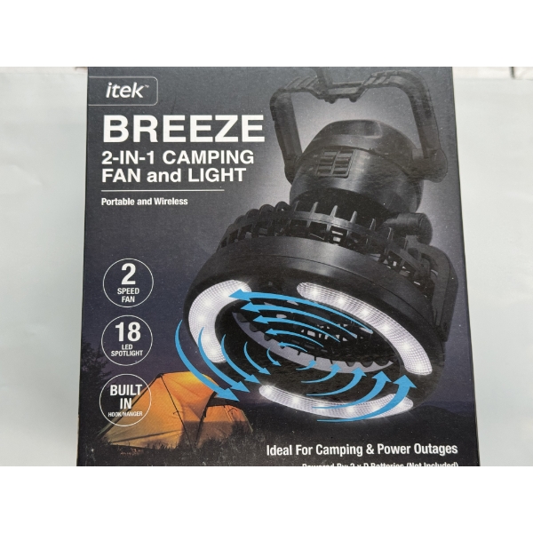 ITEK Breeze 2-In-1 Camping Fan & Light - Portable & Wireless - Brand New In The Box 