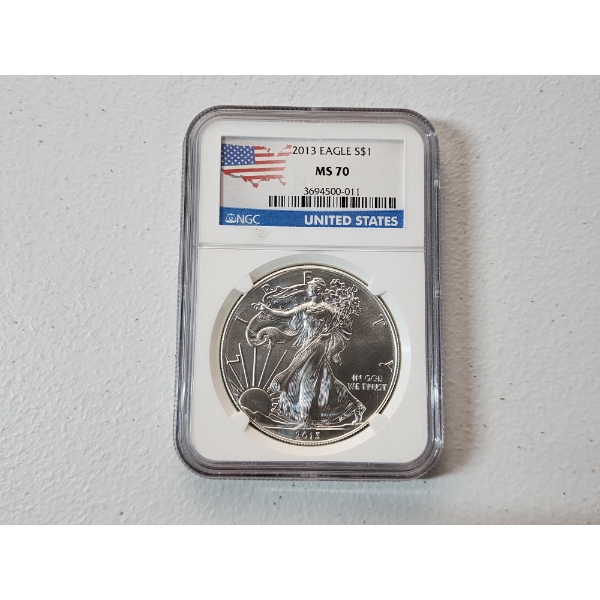 NGC MS 70 2013 American Silver Eagle - 1 oz .999 Fine Silver 