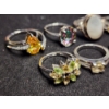 Image 10 : Beautiful Sterling Silver Rings Ft. Moonstone, Amber, Topaz & More - Weighing Total of 25.1 Grams