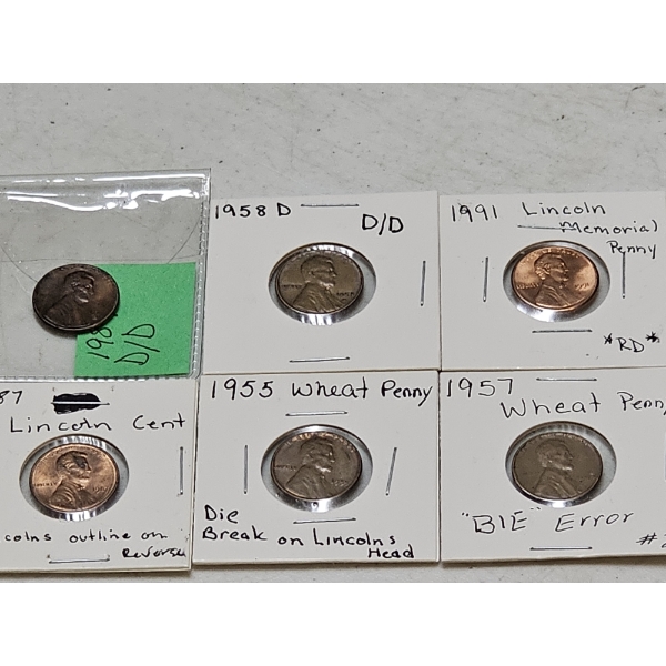 Assorted Die Strike Error Pennies and Wheat Pennies