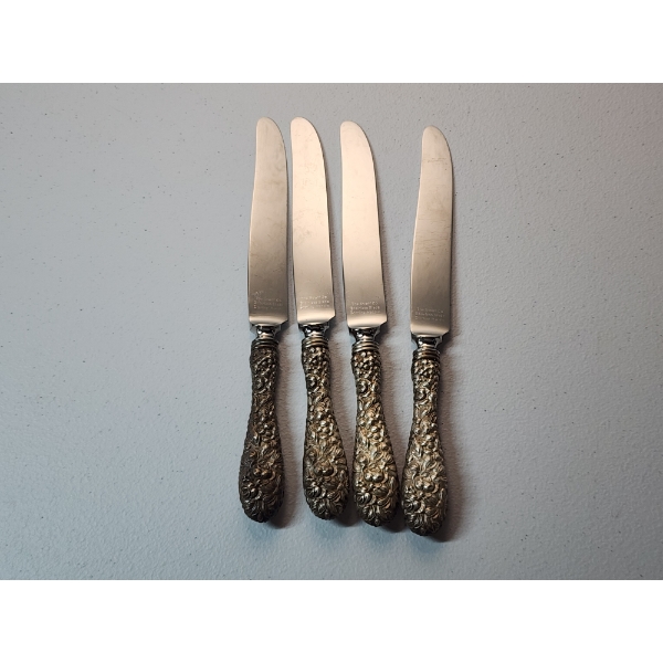 x4 Steiff "Rose" Sterling Silver Handle Knives TW: 277.7g