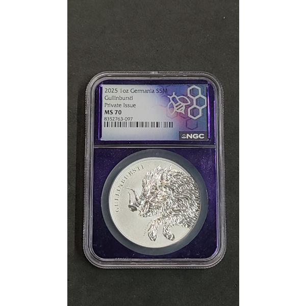 NGC 2025 Gullinbursti Private Issue MS 70 Germania 5 Mark 1 0z 999.9 Fine Silver Coin