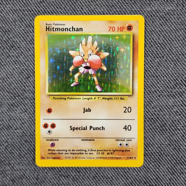 Hitmonchan 7/102 Holo Rare Vintage Base Set Pokemon Trading Card 