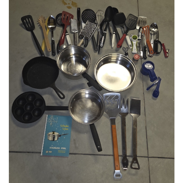 *Pick Up At Mantua Home-No Shipping Available* Cast Iron & Stainless Steel Pans And Large Group Of K
