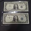 Image 1 : U.S. VINTAGE CURRENCY - 2 PCS - 1957 & 1957-A BLUE SEAL AU CONDITION $1 SILVER CERTIFICATES