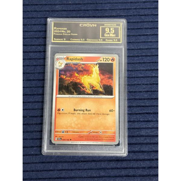 2024 Graded collectible trading card featuring the Pokémon Rapidash from the Stellar Crown set - 020