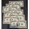 Image 1 : U.S. RARE CURRENCY - 8 PCS - SEQUENTIAL NUMBERS 1976 UNCIRCULATED $2.00 FEDERAL RESERVE NOTES - GEMS