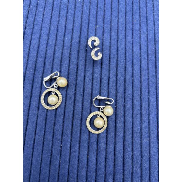 Beautiful Earrings - 2 Pairs (1 Clip on)- Cool Shape - Pearl Clip on Earrings - Gorgeous Costume
