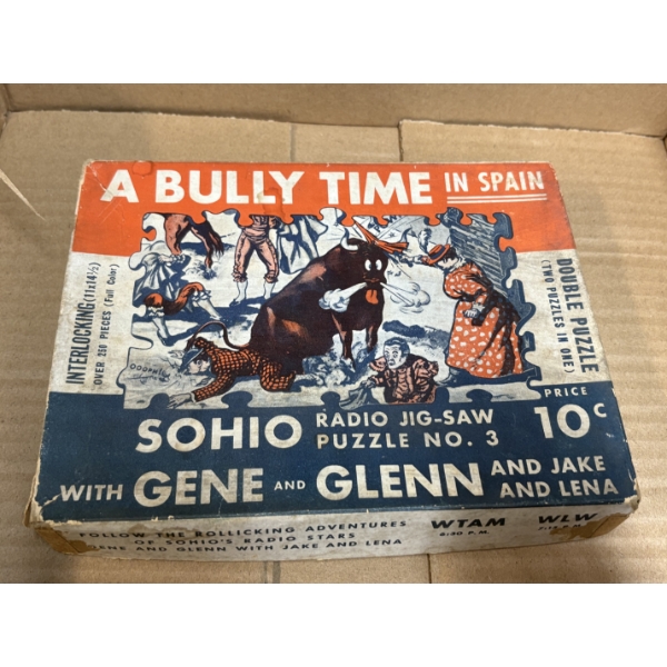 Vintage "A Bully Time in Spain" Sohio Radio Jig-Saw Puzzle - 1930s 