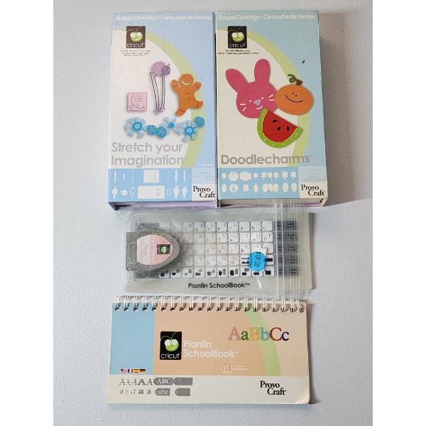 Provo Craft Cricut Cartridges: Stretch your Imagaination, Doodlecharms, & Plantin Schoolbook