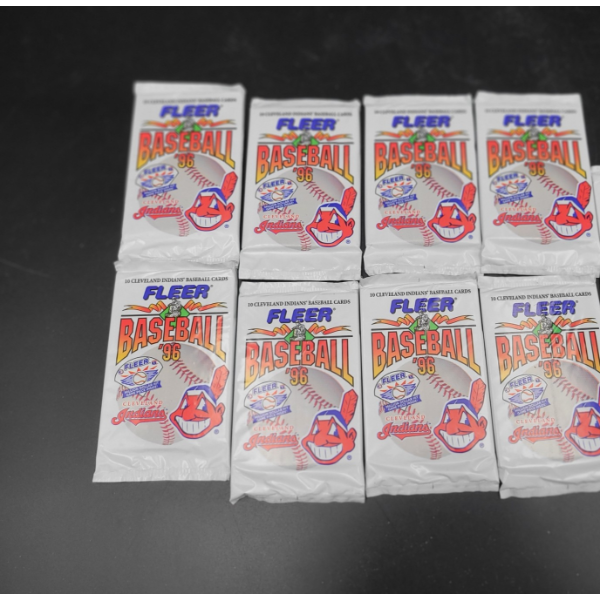 Fleer Indians Baseball Cards 1996 - 8 Sealed Packs (10 Baseball Cards in Each)