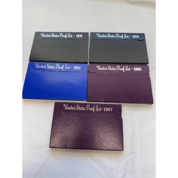 Five United States 1978-1987 Proof Sets - Mint Condition
