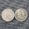 Image 1 : Two 90% Silver United States Franklin Half Dollars ~ Face Value $1.00 