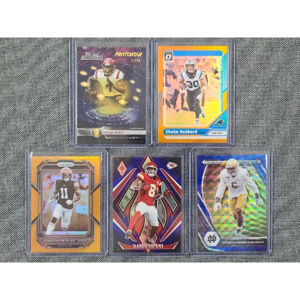 Five Assorted NUMBERED /249 Football Trading Cards Including Rookies, Foils & Different Colors!