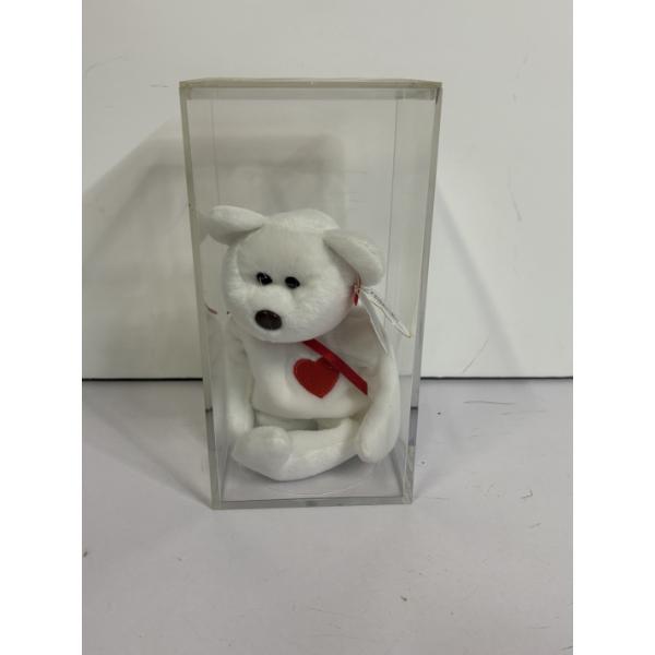 TY Beanie Baby Stuffed White Bear - Valentina in Plastic Case