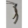 Image 2 : 10K Yellow Gold & Sterling Silver Twisted Pendant W/ Diamonds On Sterling Silver 18" Necklace - 2.4g